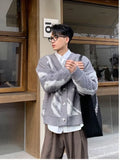 Man Clothes Graphic Jacket Cardigan Knitted Sweaters for Men Coat Maletry Y2k Streetwear Plus Size Tops 90s Vintage Loose Fit X