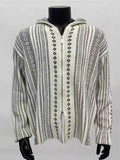 Men's Knitted Hooded Cardigan Casual Retro Graphics Print Long Sleeve Sweater Coats Light Luxury Chic Hollow Out Hoodies M-3XL