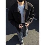 Spring Black Jacket Men Fashion Casual Apricot Jacket Men Streetwear Korean Loose Bomber Jacket Mens Short Coat M-3XL