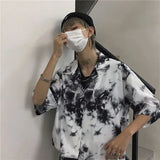 Men's Clothing Streetwear Fashion Casual Turn-down Collar Short Sleeve Printing Neutral Handsome Button Spring Summer Shirts