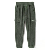 Autumn New Men's Corduroy Cargo Harem Pants Fashion Korean Embroidery Bound Feet Casual Pants Trendy Brand Male Trousers
