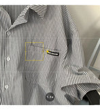 Japanese Striped Fashionable Short-sleeved Shirt Men Summer Thin Fashion Loose and Versatile Student Casual Shirt Aesthetic