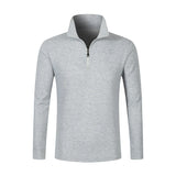Men's Business Casual Polo Long Sleeve T-shirt spring and autumn Twill jacquard zipper polo shirt Comfortable and Breathable Top