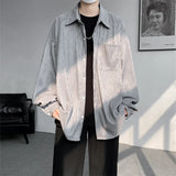 High Quality Long Sleeve Ice Silk Shirts Men Loose Daily Casual Single Breasted Popular Streetwear Male Spring Autumn Harajuku