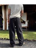 New Retro Fashion Men Suit Pants Light Luxury Draped Baggy Belt Button-down Solid Color Straight Trousers Elegant Dress Pants