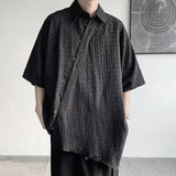 Shirts Men Floral Japanese Style Fashion Loose  Pleated Vibe All-match High Street Youthful Cool Designed Vintage surplice