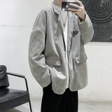 New Men's Academic stylec Long Sleeves Casual Cotton Blend Loose Single Breasted Suit Jacket Coat Solid Color Blazers Oversize