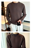 New Korean Retro Men Basic Sweater Luxury Knitted Solid Color O Neck Long Sleeve Pullover Casual Slim Premium Quality Knitwear