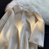 American Style Shoulder Polo Shirt Short Sleeved Men's Heavyweight Texture Collar T-shirt Design Versatile Seven Quarter Sleeves