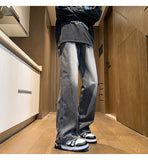 Autumn jeans men New Fashion Side Zipper Casual Jean Pants Men High Street Loose Straight Pant Mens Vintage All-match Trousers