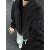 Spring Black Jacket Men Fashion Retro Pocket Workwear Jacket Men Streetwear Hip-hop Loose Bomber Jacket Mens Short Jackets Coat