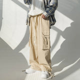 Cotton Casual Pants Men Fashion Black Pocket Cargo Pants Men Japanese Streetwear Hip-hop Loose Wide Leg Pants Mens Trousers