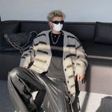 Striped Cardigan Men Winter Chic Knitwear Slouchy Baggy Japanese Style Harajuku Long Sleeve High Street Hip Hop Fashion College