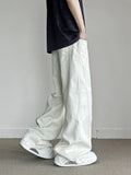 New Men's Cotton White Non-stretch Straight Baggy Jeans Streetwear Fashion Casual Denim Pants Hip Hop Trendy Male Trousers