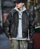 Spring Autumn Cool Handsome Oversized Black Pu Leather Jacket Men Zipper Long Sleeve Luxury Designer Clothes