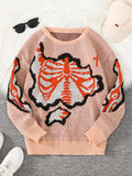 Autumn and Winter Striped Crew Neck Hemp Straw Style Casual Couple Sweater Versatile Trendy Men's Long-Sleeve Sweater Top