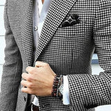 Slim Fit Men's Blazer Houndstooth Casual Italian Style Man Suit Jacket Notched Lapel 1 Pc Check Wedding Coat for Prom Party