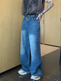Men's Baggy Straight Jeans Distressed Blue Fashion Youth Streetwear Denim Pants Personality Hip Hop Male Trousers Trendy Brand