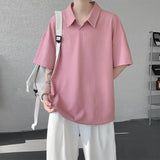 T shirt men Oversized Polo Collar Soft Comfort Tshirt Loose Fit Breathable Tee Casual Streetwear Top Summer Mens Fashion Apparel