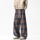 Autumn Thick Pants Men Warm Fashion Retro Plaid Pants Men Streetwear Loose Wide Leg Pants Mens Oversized Vintage Trousers M-3XL