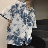 Men's Clothing Streetwear Fashion Casual Turn-down Collar Short Sleeve Printing Neutral Handsome Button Spring Summer Shirts