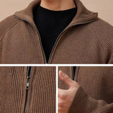 Autumn Clothing Men's Luxury Knitted Stand Collar Cardigan Casual Streetwear Solid Color Long Sleeve Knitwear Retro Jacket M-2XL