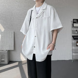 Summer Short Sleeved Shirt Men Fashion Social Mens Black Dress Shirt Korean Loose Casual White Shirt Mens Office Formal Shirts