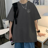 Men's T-shirts Cotton Big Size Mens Summer Wear Black Oversized T Shirt Heart Print Casual 4XL Tee Shirts Male Clothes