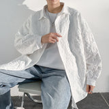 Autumn New Special Shirt Men Black White Embossed embossing Design Shirts Men Korean Blouses Casual Loose Shirt Jacket