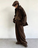 Autumn Winter Oversized Warm Soft Caramel Woolen Jacket Men Raglan Sleeve Loose Casual Unisex Clothing