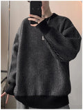 New Japanese Trendy Men Sweater High Street Patchwork Knitted O Neck Long Sleeve Pullover Casual Loose Premium Quality Knitwear