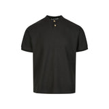 New Simple Men's Short Sleeved T-shirts Round Neck Button Design Casual Menswear Solid Color Loose Male Pullover Tee