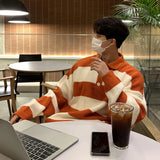 New Fashion Striped Men Polo Sweater Light Luxury Korean Popular Knitwear Premium Quality Long Sleeve Pullover Trendy Streetwear