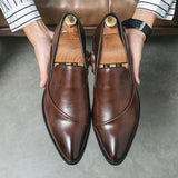 New Men's Formal Elegant Dress Shoes Simple One Step Step Step Men's Leisure Fashion Original Pointed Moccasin Shoes