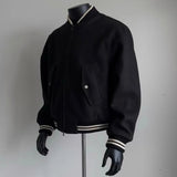 New American Vibe Fleeced Men Crop Jackets Luxury Harajuku Zip-up Long Sleeve Streetwear Trendy Chic Pocket Baseball Coats M-2XL