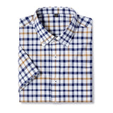 Brand Summer Shirts Men Oxford Short Sleeves Business Turn-down Collar Shirts Man Casual Plaid Camisas Man