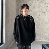 Round Collar Men's Fashion Top Pullover Long Sleeve Tees High Street Casual Male T-shirt Autumn Winter