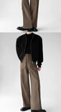 Korean Elegant Pants Fake Pocket Decoration Wide-leg Pants Autumn New American Style Design Sense Spliced Straight Suit Trousers