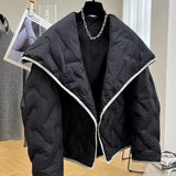 Design-sensing Niche Parkas Unisex Lapel Cotton Coat Women Korean Autumn Winter Light Short Trendy High-end Jacket Aesthetic