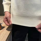 Autumn Casual Men Polo Sweater Light Luxury Zip-up Solid Color Long Sleeve Knitted Pullover Daily Commuting Basic Knitwear M-3XL