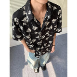 Summer Short Sleeved Shirt Men Retro Printed Shirt Men Streetwear Korean Loose Flower Shirt Mens Hawaiian Shirts Large Size 5XL