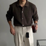 New Korean Luxury Men Cardigan Trendy Textured Long Sleeve Buttoned Korean Leisure Sweater Coats Premium Quality Knitwear M-3XL