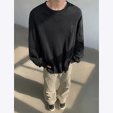 Spring Cotton Long Sleeved T-shirt Men Black White Casual T Shirt Men Streetwear Korean Loose Round Neck T Shirt Mens Top M-3XL