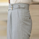 New Business Men Luxury Naples Suit Pants Casual Premium Striped Gentleman Dress Pants Commercial Parisian Style Chic Trouser