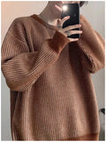 New Japanese Trendy Men Sweater High Street Patchwork Knitted O Neck Long Sleeve Pullover Casual Loose Premium Quality Knitwear
