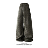 Winter Korean Men's Fleece Warm Casual Wide Leg Pants Trendy Straight Long Pants Elastic Waist Sweatpants Thermal Trousers