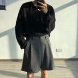 Summer Suit Shorts Men Fashion Social Mens Dress Shorts Korean Loose Business Casual Shorts Mens Grey Black Office Formal Shorts