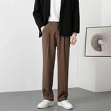 New Arrival Autumn High-end Feeltrousers Men's Korean-style Extended Suit Trousers Loose-fit Straight-leg White Casual Pants