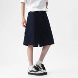 Summer Back Ribbon Design Casual Shorts Simple Loose Fit Male Solid Color New Fashion Men's Bottoms 2025 Pants