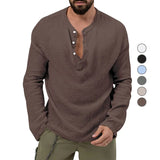 Spring and Autumn New Men's Shirt Casual Seersucker Solid Color Long Sleeve Shirt Loose Style Button Men's Clothing